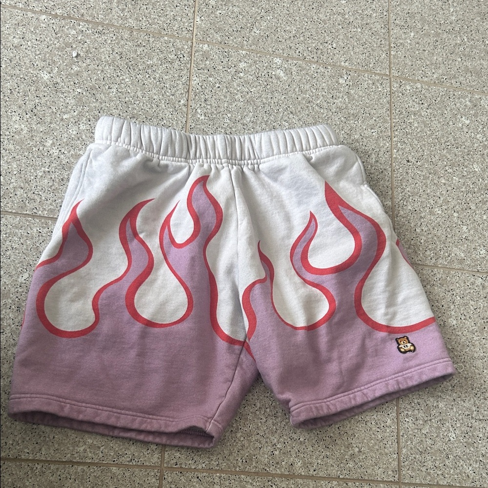 Teddy Fresh Pink and White Flame Shorts